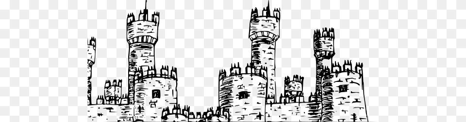 Castle Clipart Black And White, Art, Drawing, Architecture, Building Free Png Download