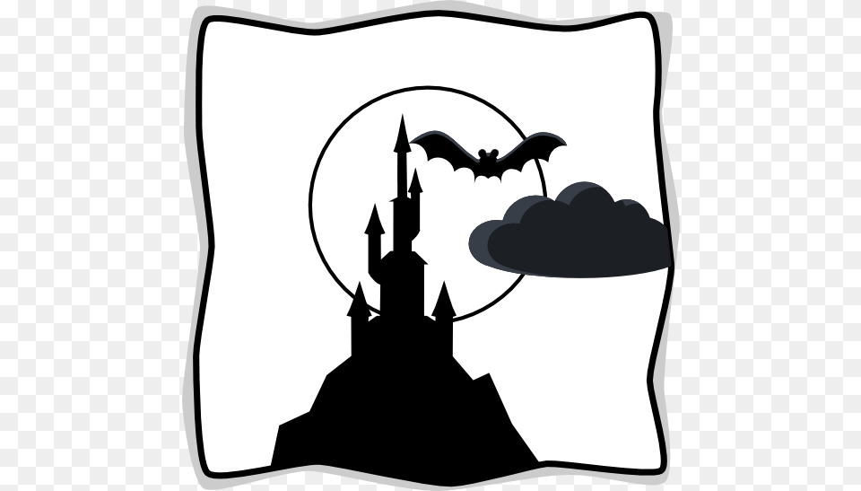 Castle Clipart Black And White Spooky Clipart, Silhouette, Stencil, Tool, Device Free Transparent Png