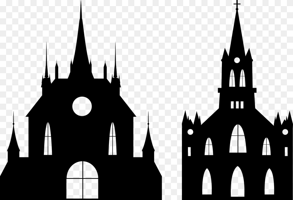 Castle Euclidean Vector Illustration Black Gothic Church Silhouette, Architecture, Building, Cathedral, Spire Free Png Download