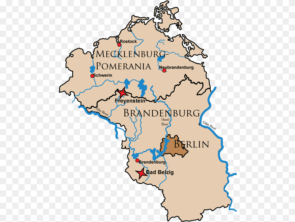 Castle Locator Map Of The German States Of Brandenburg Rivers In Brandenburg Germany, Atlas, Chart, Diagram, Plot Free Png