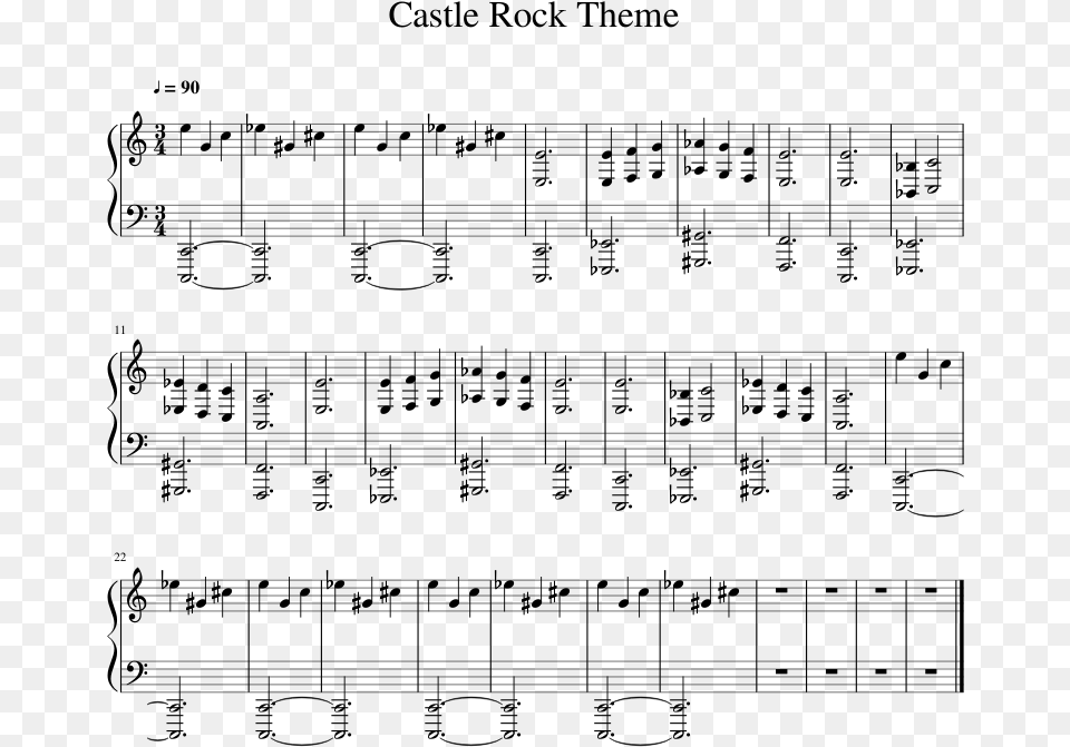 Castle Rock Piano Theme Sheet Music, Gray Free Png