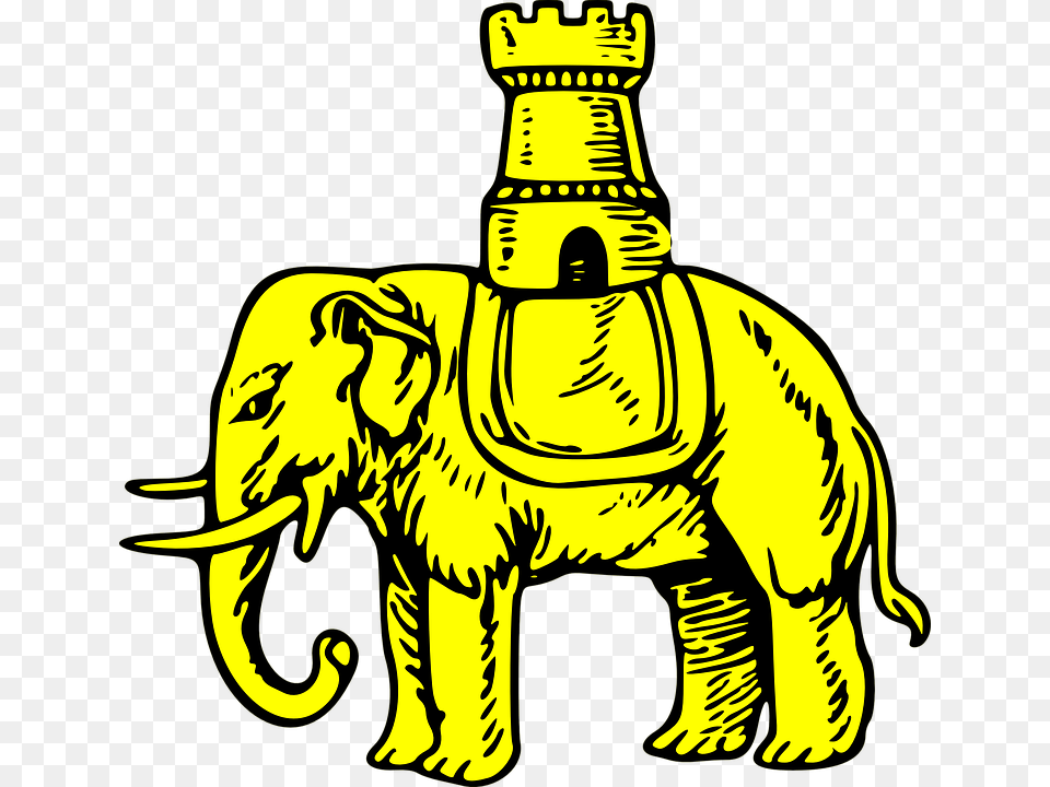 Castle Shield Elephant Gold Coat Arms Coat Of Arms Elephant And Castle Drawing, Adult, Male, Man, Person Png Image