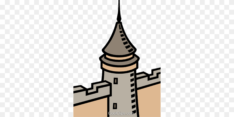 Castle Turret Royalty Free Vector Clip Art Illustration, Architecture, Building, Spire, Tower Png