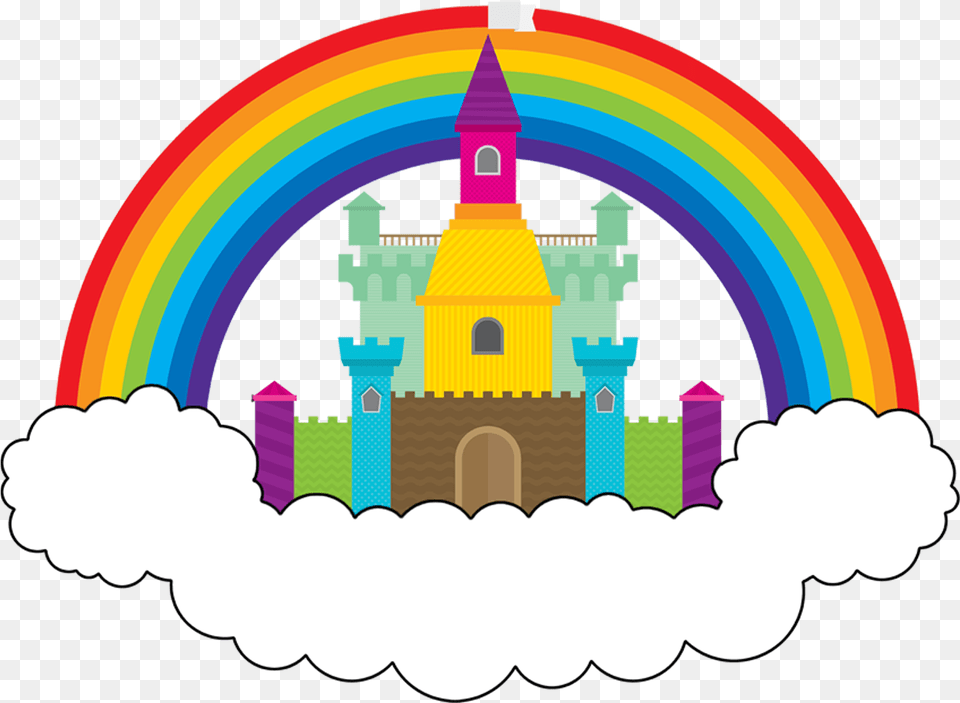 Castle With Rainbow Background Free Transparent Png