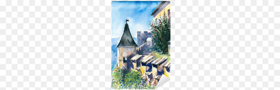 Castles Walls With Tower Watecrolor Painted Wall, Art, Painting, Architecture, Housing Png