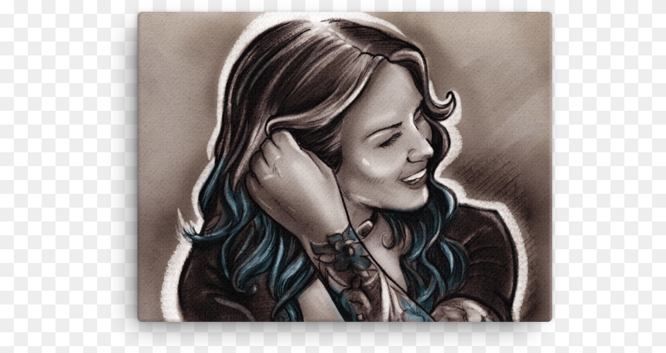 Casual Blue Hair Amp Tattoo Girl Canvas Hair Tattoo, Face, Head, Person, Photography Free Png