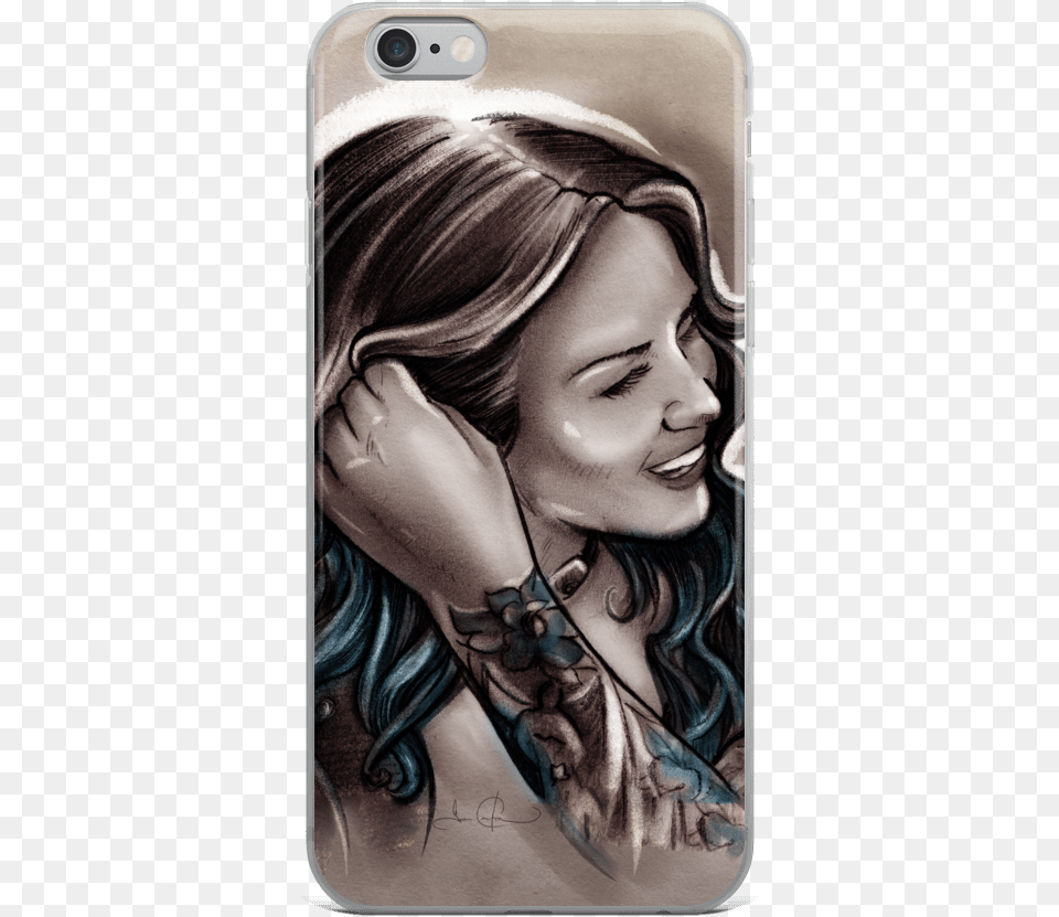 Casual Blue Hair Amp Tattoo Girl Iphone Case Hair Tattoo, Skin, Person, Adult, Woman Free Png Download