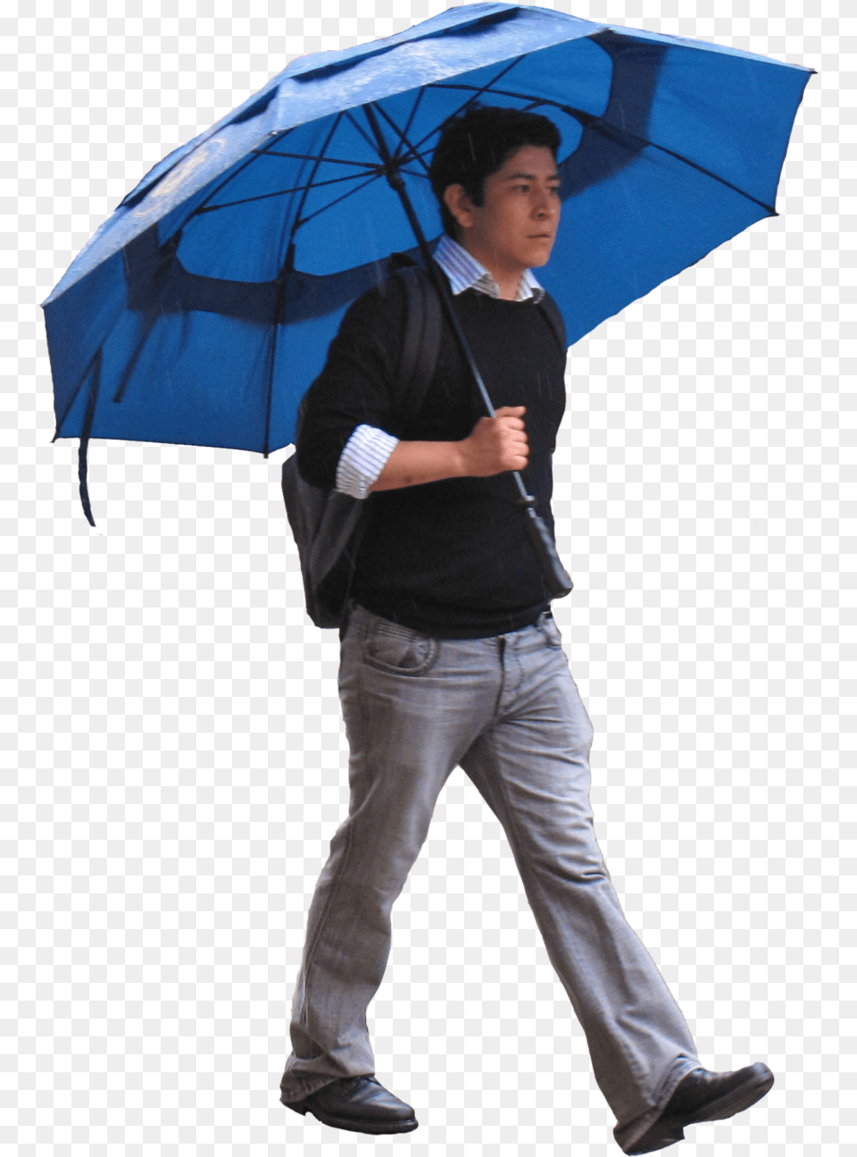 Casual Man Under An Umbrella Man Walking With Umbrella, Canopy, Adult, Person, Pants Free Png Download