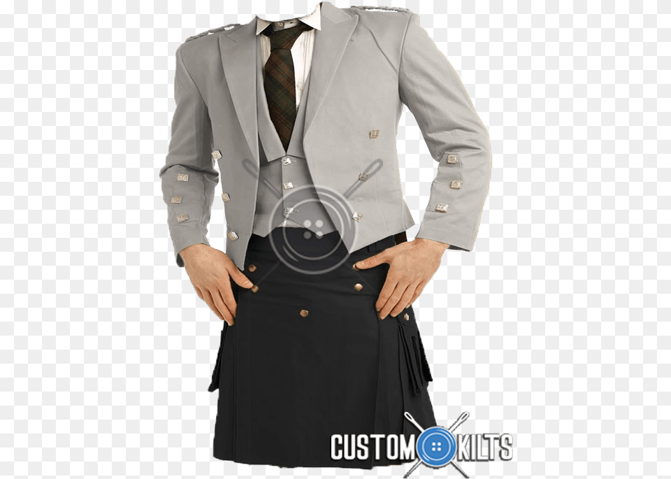 Casual Prince Charlie Kilt Outfit, Clothing, Skirt, Tartan, Coat Png Image