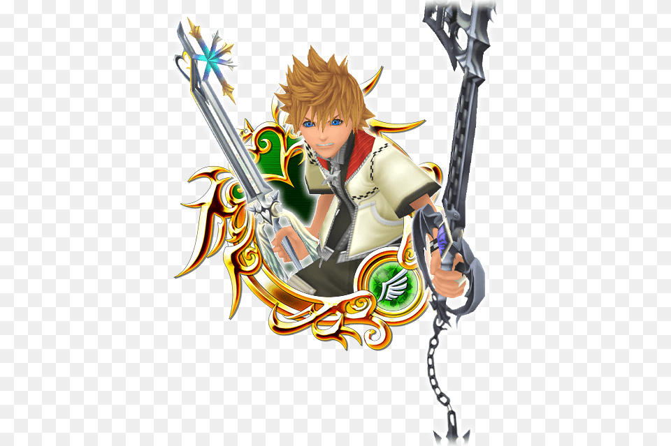 Casual Roxas Stained Glass Medals Khux, Book, Comics, Publication, Sword Free Png Download