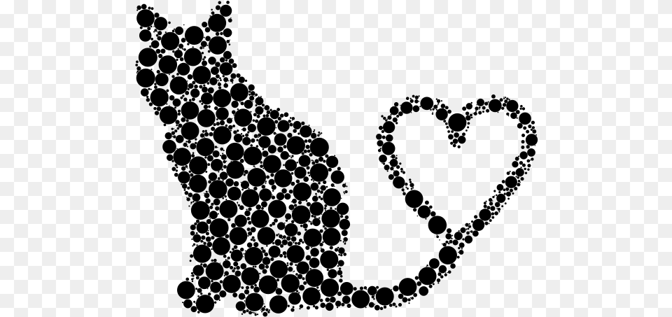 Cat 2 Silhouette Heart Tail Circles Happy 60th Birthday With Cat, Gray Free Png Download
