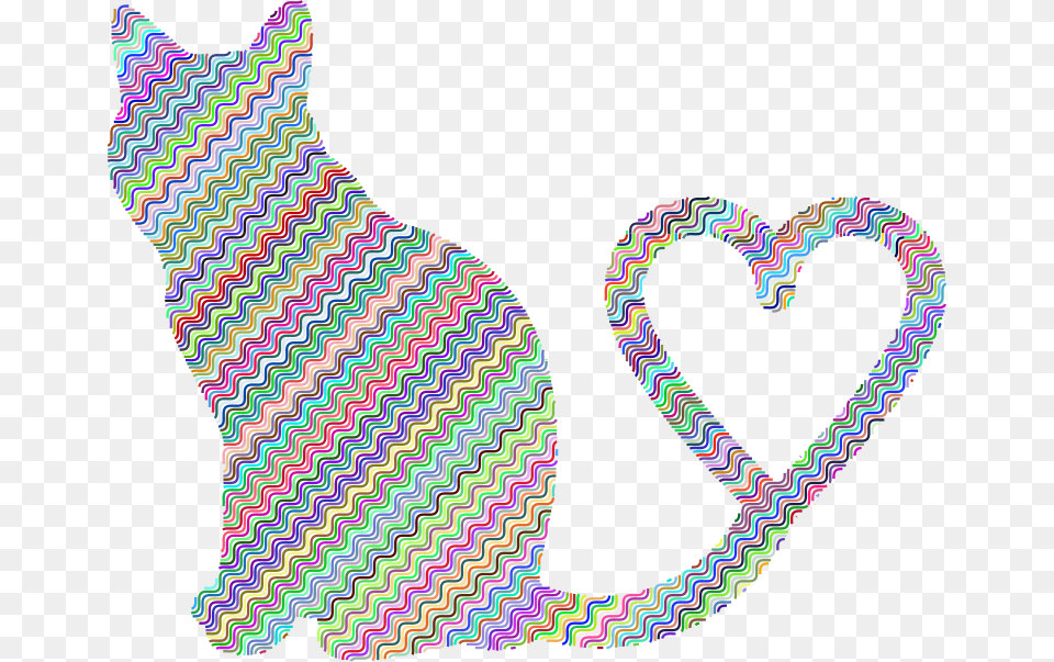 Cat 2 Silhouette Heart Tail Waves, Person Png