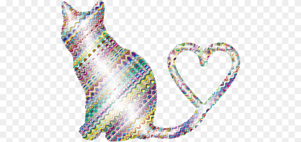 Cat 2 Silhouette Heart Tail Waves Transparent Cat Playing Silhouette, Animal, Mammal, Pet, Egyptian Cat Free Png