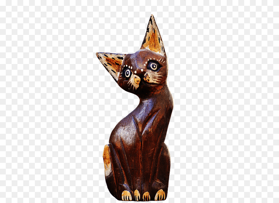Cat Abstract Brown Wood Cute Sweet Funny Figure Black Cat, Animal, Mammal, Pet, Egyptian Cat Png