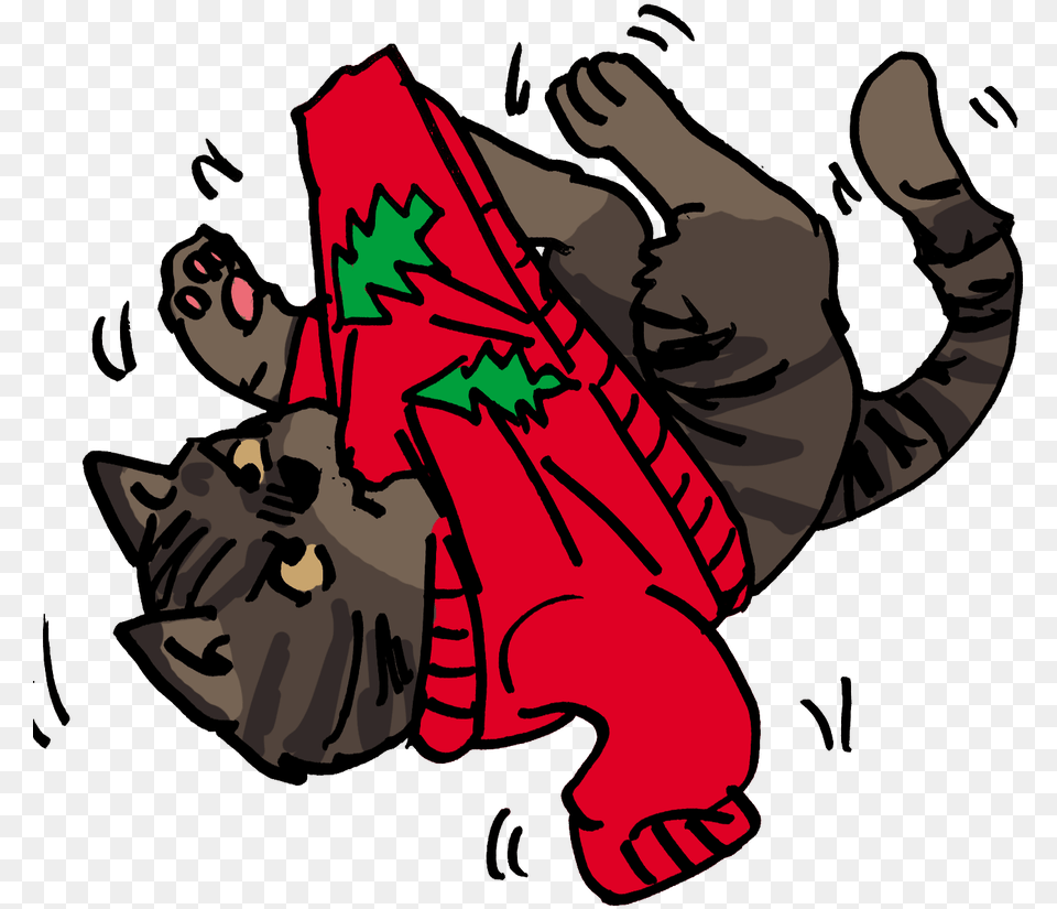 Cat And Christmas Sweater By Shabazik Cartoon, Clothing, Glove, Adult, Female Free Transparent Png