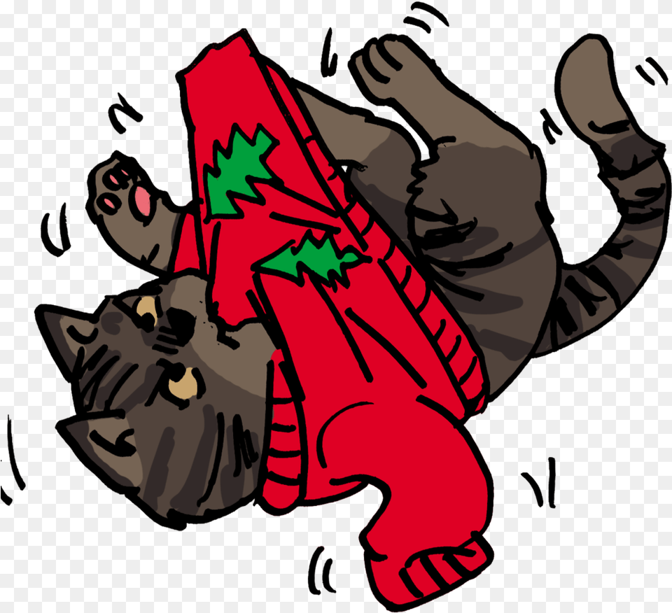 Cat And Christmas Sweater By Shabazik Cartoon, Clothing, Glove, Baby, Person Png Image