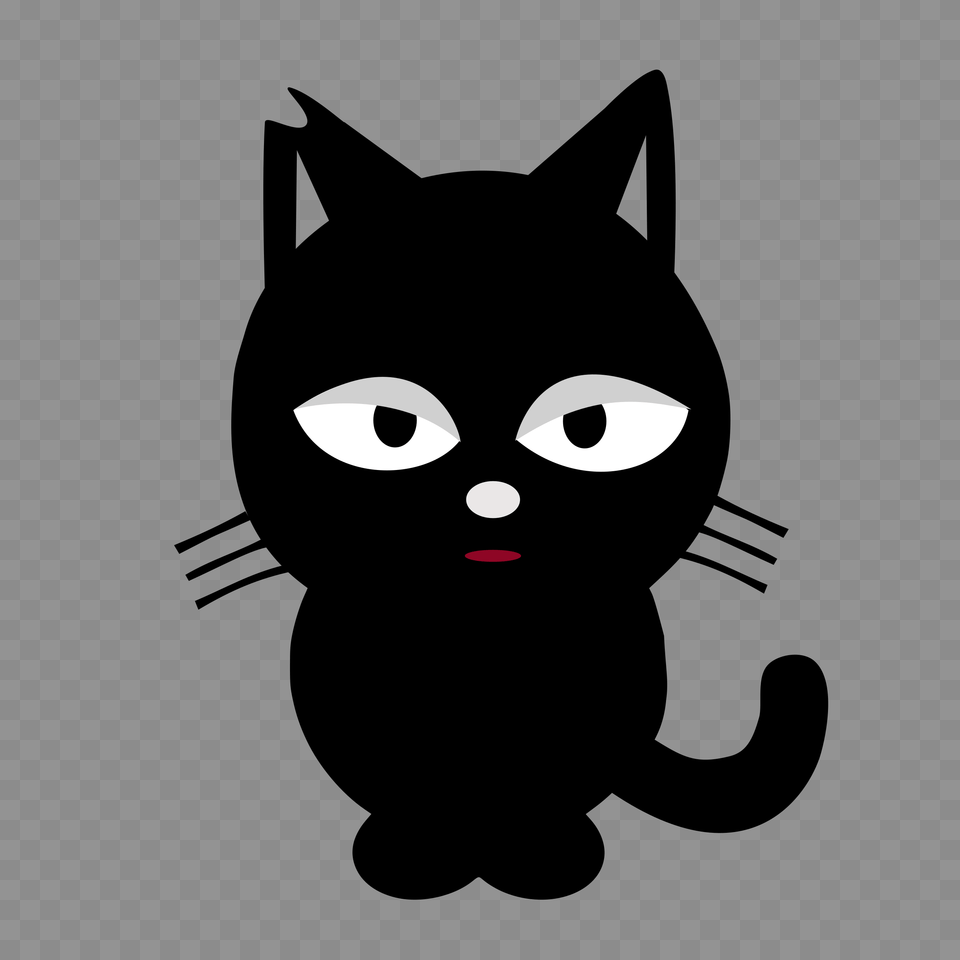 Cat Animation Black And White, Animal, Mammal, Pet, Black Cat Png Image