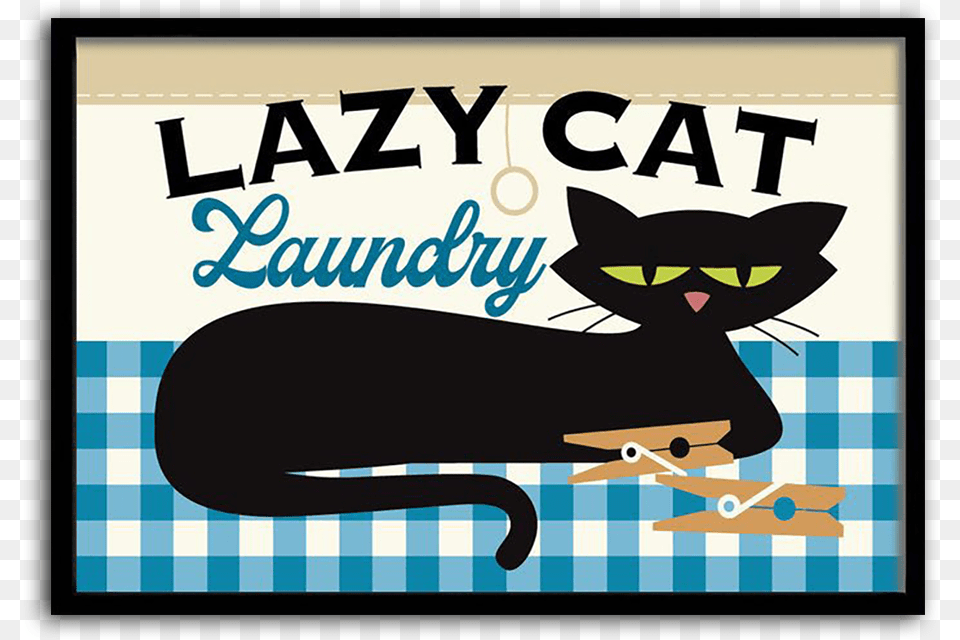 Cat Art Print For Laundry Room Black Cat Clothes Pins, Advertisement, Poster, Transportation, Vehicle Free Png Download