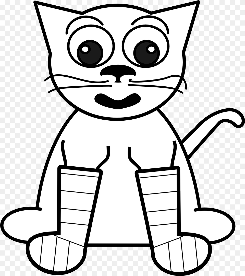 Cat Black And White Coloring, Stencil, Face, Head, Person Free Png Download