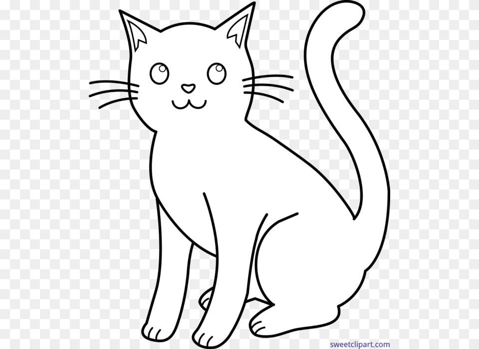 Cat Black White Lineart Clip Art, Animal, Mammal, Pet Png