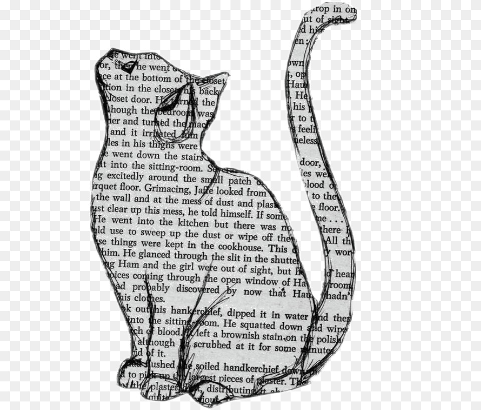 Cat Books Tumblr Goth Grunge Emo Cat Tumblr Transparent, Text, Animal, Mammal, Pet Free Png Download