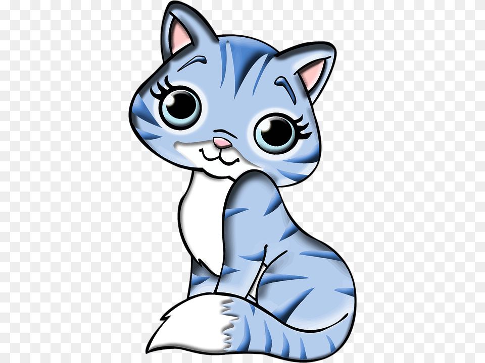 Cat Cartoon Blue, Animal, Mammal, Pet, Egyptian Cat Png