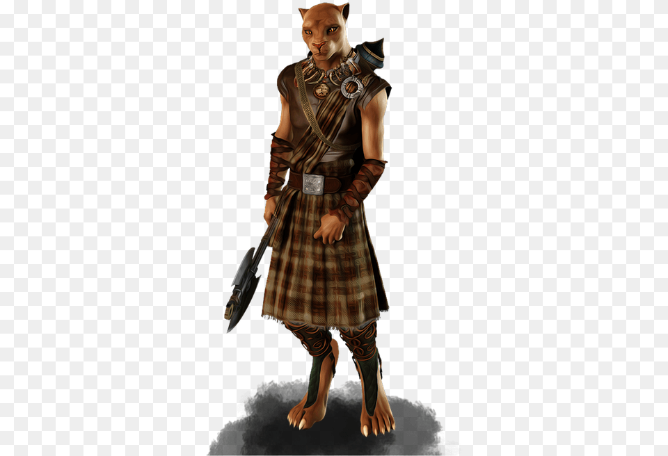 Cat Cat Warrior Celt Celtic Warrior Male Feline Celtic Warrior No Background, Clothing, Skirt, Adult, Man Png