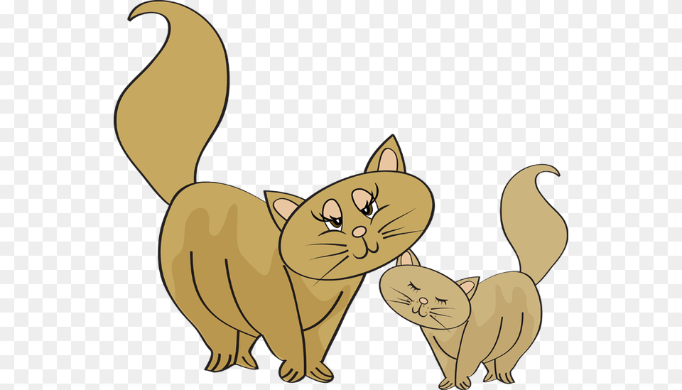 Cat Clipart Mother And Baby, Animal, Mammal, Pet, Cartoon Png Image