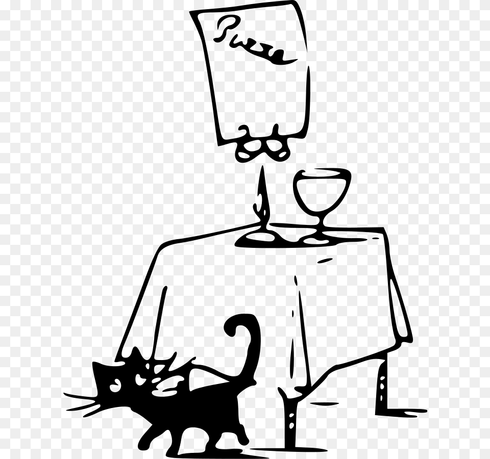 Cat Clipart Table Computer Cat Under The Table Drawing, Gray Free Png Download