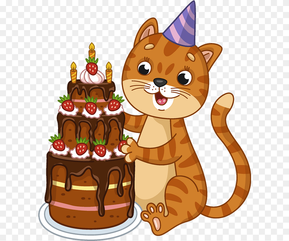 Cat Clipart Tier3xyz Birthday Clipart With Cats, Birthday Cake, Cake, Cream, Dessert Free Png Download