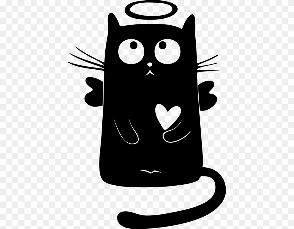Cat Clipart Tshirt Kitten Angel Cat, Gray Png Image