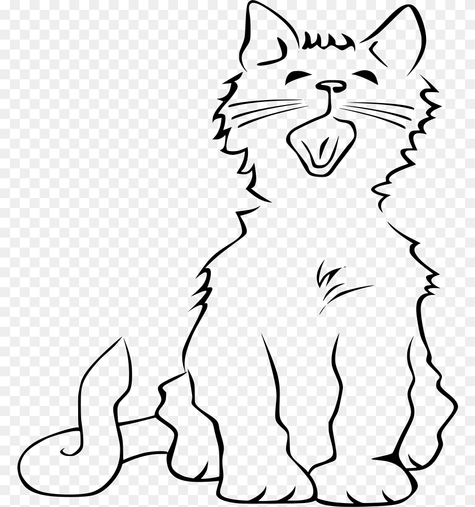 Cat Clipart White Free Cat Meowing Clipart Black And White, Gray Png
