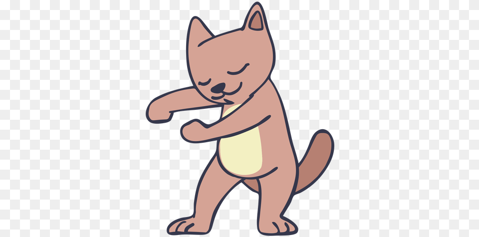 Cat Dancing Dance Stroke Flat Cartoon, Baby, Person, Animal, Pet Png Image