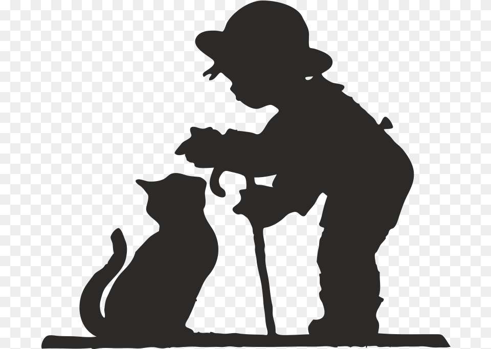 Cat Dog Silhouette Clip Art Cat And Human Silhouette, Photography, Baby, Person Png Image