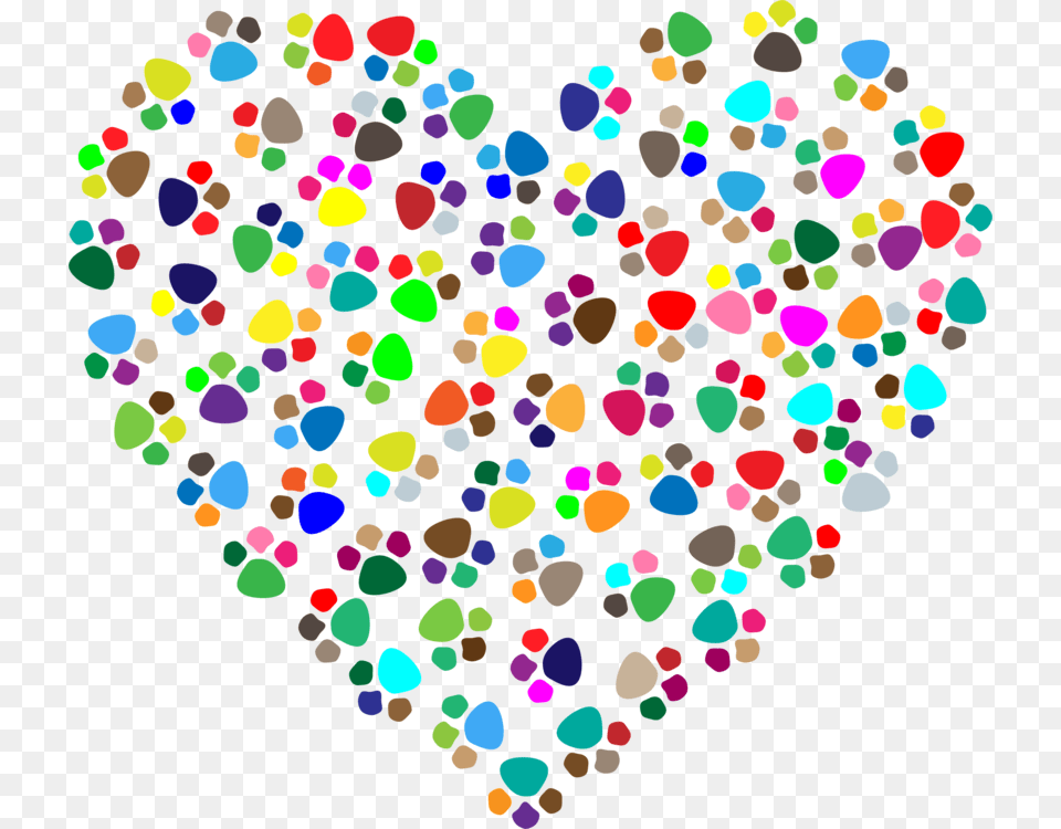 Cat Dog Tiger Paw Felidae Heart Shaped Paw Prints Paw Print Heart Shape, Paper, Confetti, Pattern Png Image