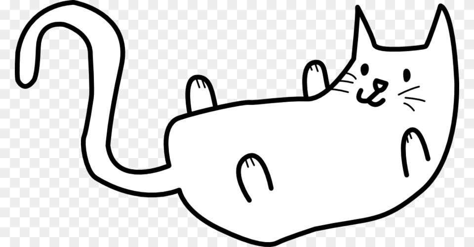 Cat Drawing Clipart Down Transparent Download Free Simple Cat Clipart Black And White, Stencil, Animal, Mammal, Pet Png Image