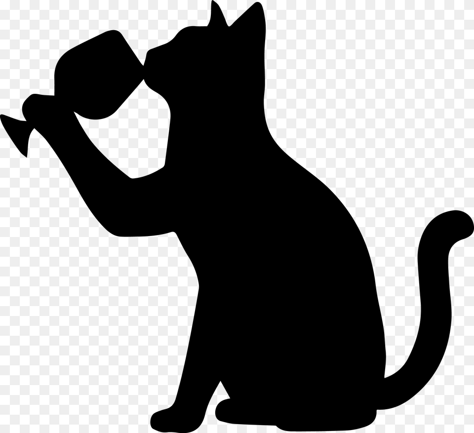 Cat Drinking Wine Opposite Black Cat Drinking Wine, Silhouette, Stencil, Animal, Kangaroo Free Png Download