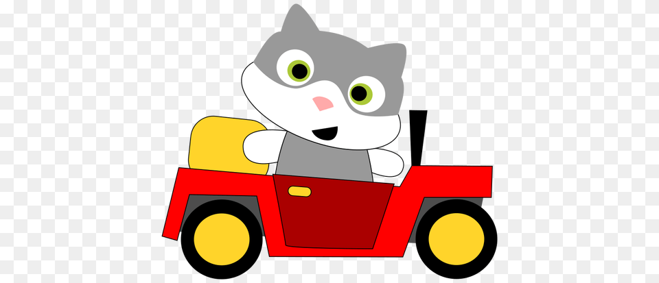Cat Driving A Car, Grass, Plant, Bulldozer, Machine Free Png