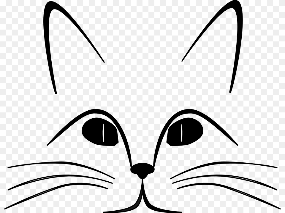 Cat Ears Eyes Face Feline Gaze Nose Whiskers Whiskers Coloring Pages, Cutlery, Lighting, Fork, Silhouette Free Png Download