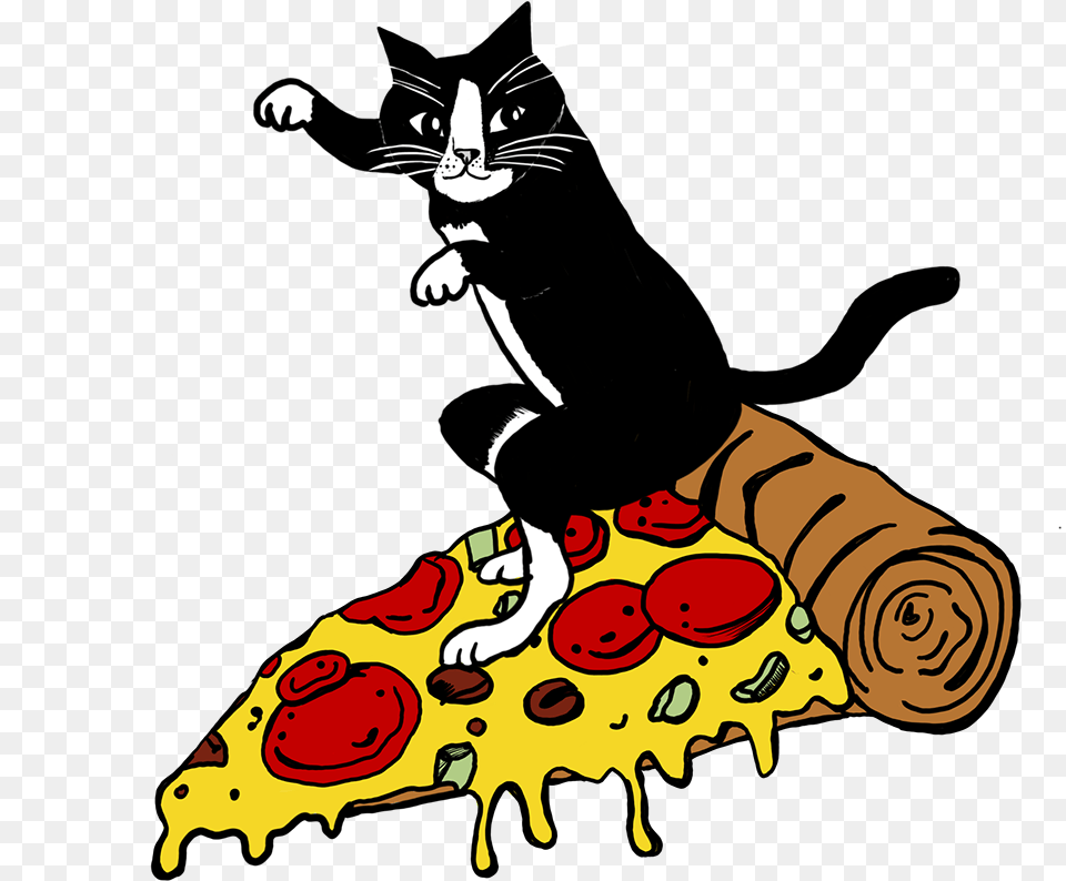 Cat Eating Pizza Cartoon, Animal, Mammal, Pet, Art Png
