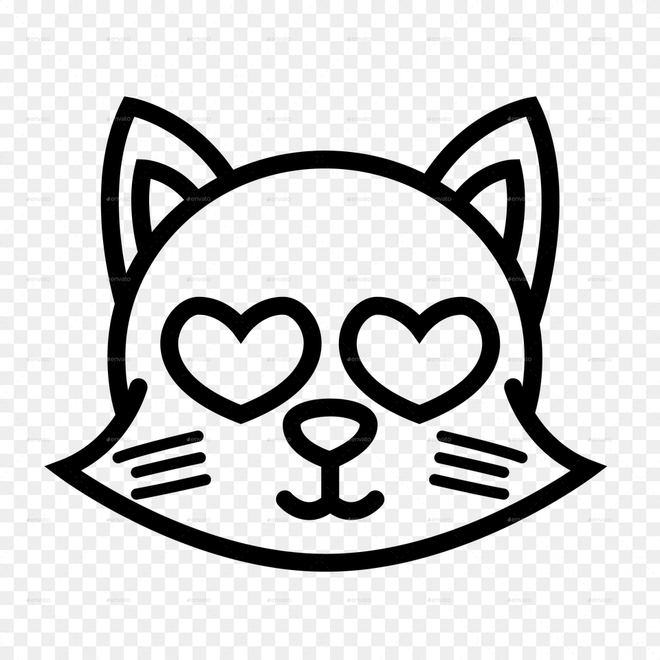 Cat Emoji Black And White, Nature, Night, Outdoors Png Image
