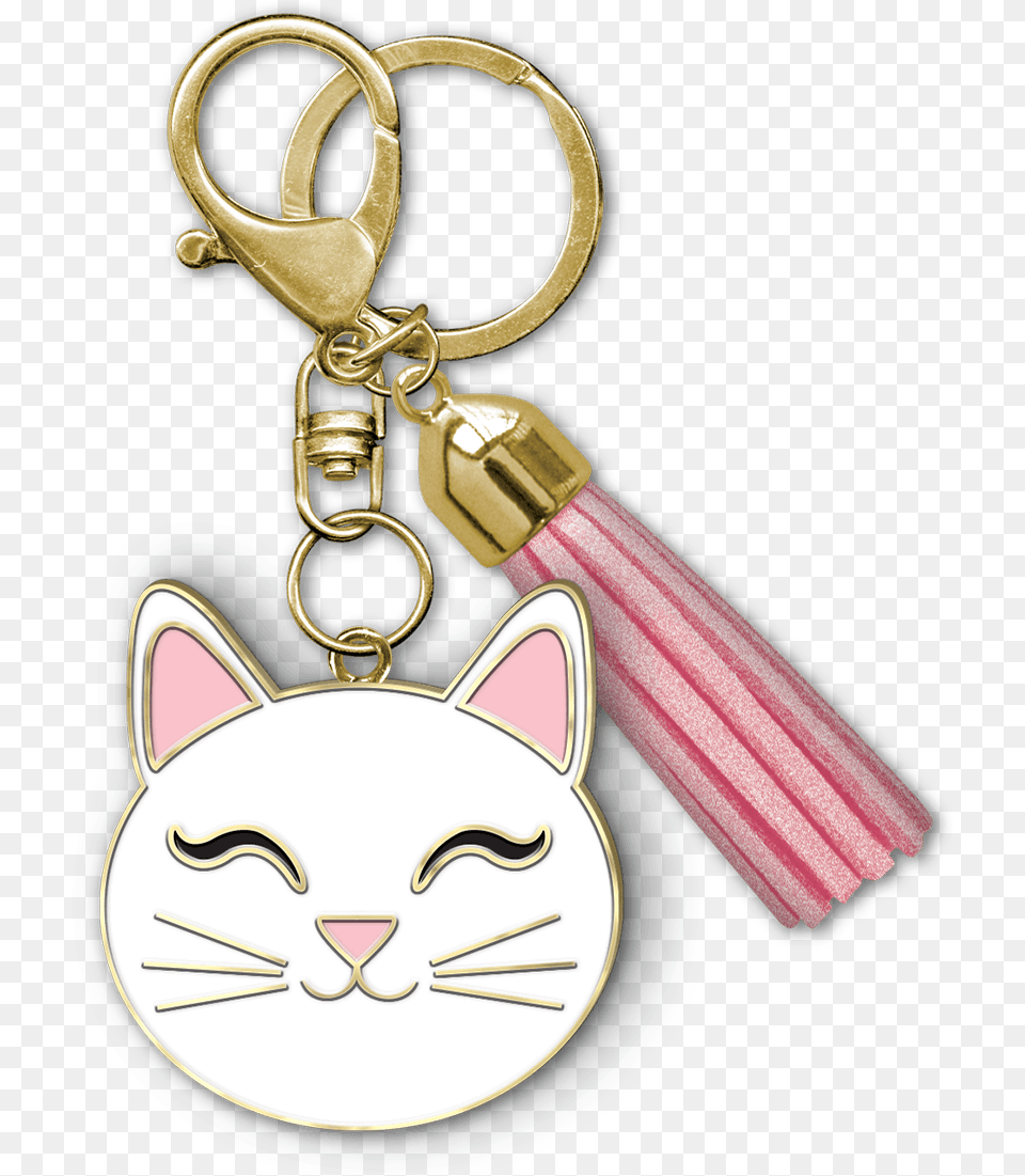 Cat Face Enamel Keychain Keychain, Accessories, Earring, Gold, Jewelry Free Png