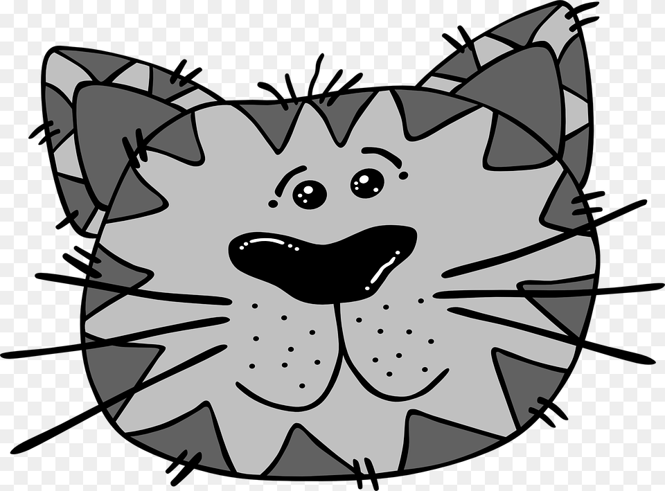 Cat Face Gray Animal Head Whiskers Stripes Crying Cat Clip Art, Home Decor, Cushion, Person, Sticker Free Png Download