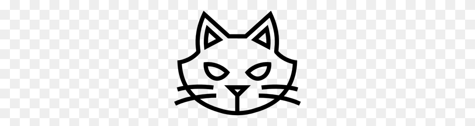 Cat Face Outline Halloween Outlined Head Animal Animals, Gray Free Png