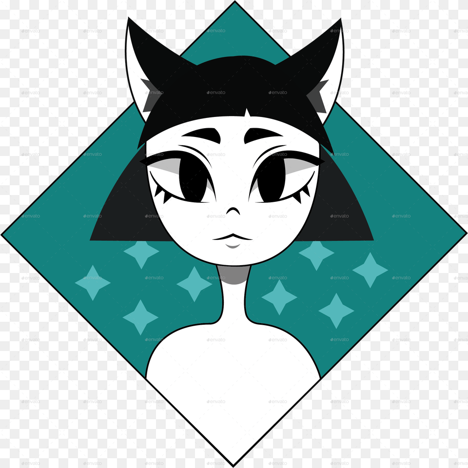 Cat Girl Cartoon, Face, Head, Person, Stencil Free Transparent Png