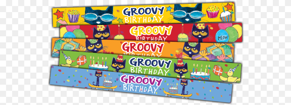 Cat Groovy Birthday Slap Bracelets Pete The Cat Groovy Birthday Slap Bracelets, Animal, Bird, Food, Sweets Free Transparent Png