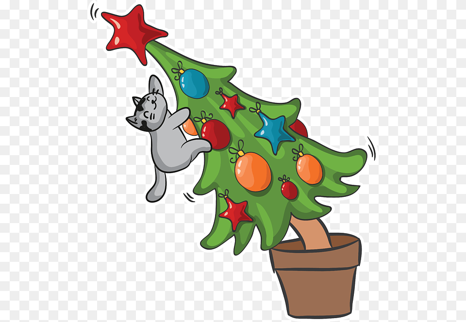 Cat Hanging Off Of Christmas Tree, Christmas Decorations, Festival, Christmas Tree Free Png