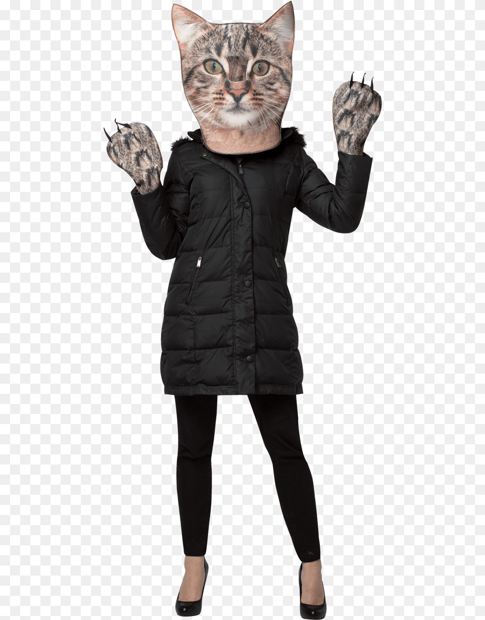 Cat Head Funny Cat Costume For Adults, Sleeve, Long Sleeve, Jacket, Coat Free Png Download