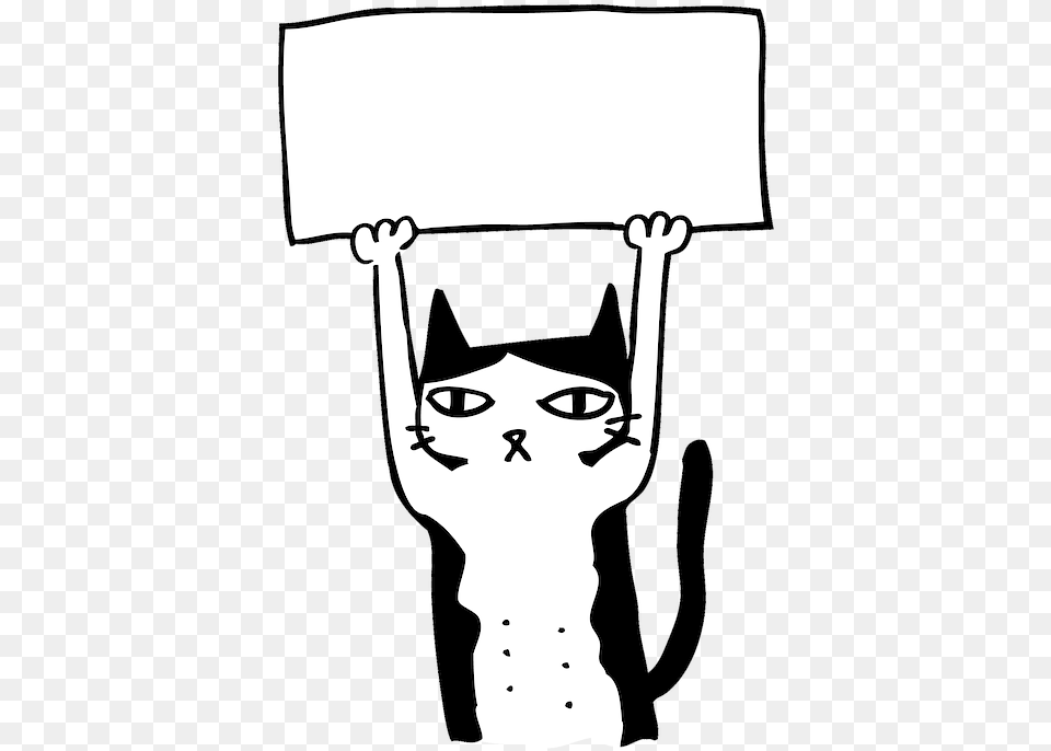 Cat Illustration Cartoon Character Slogan Protest Cat, Lamp, Stencil, Baby, Person Free Transparent Png