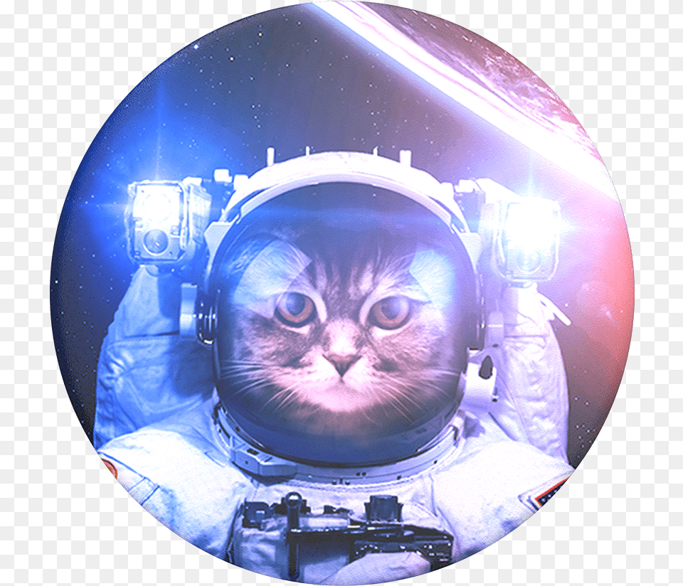 Cat In Space Popsocket Catstronaut Popsocket, Photography, Person, Sphere, Face Png